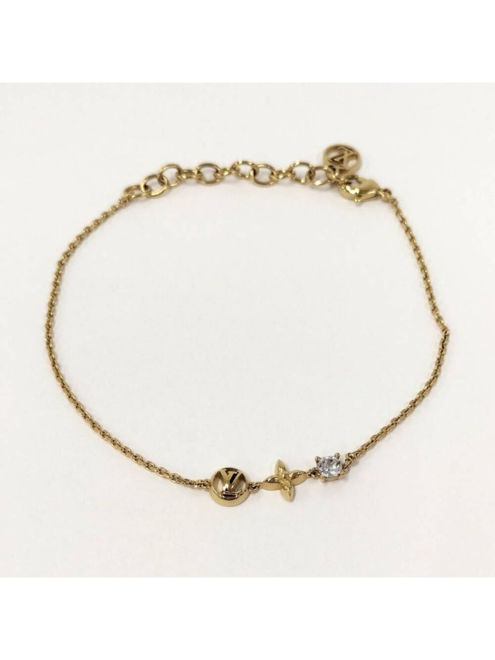 Louis Vuitton Bracelet Strass Plated Gold Monogram Flower - Picture 1 of 6